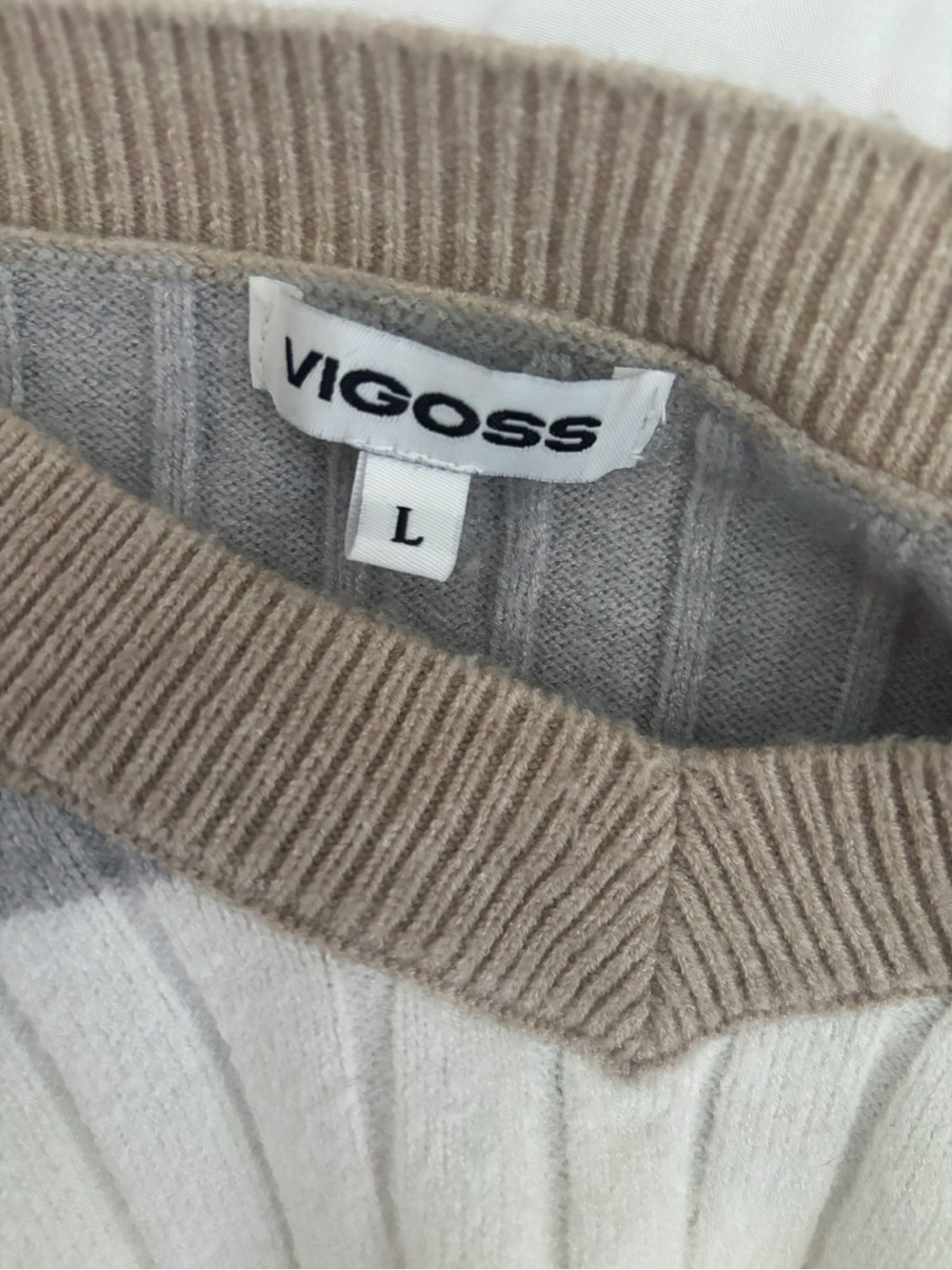 Vigoss Colorblock Ribbed V Neck Sweater Large - Picture 5 of 5